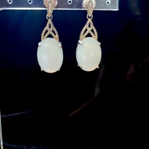 JTV- Moonstone post and butterfly back earrings in 9.25 sterling silver
